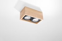 Plafonnier bois carré petit pour 2x GU10 confortable