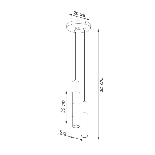 Lampe à suspendre 3 flammes noire nature réglable
