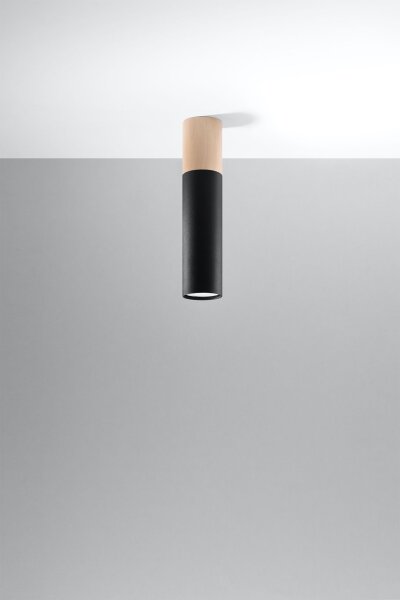 Plafonnier Métal Bois H : 30 cm Scandinave GU10