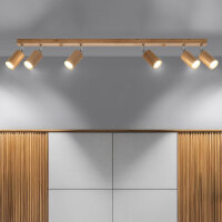 Spot Strahler Holz 120 cm lang 6-flammig schwenkbar