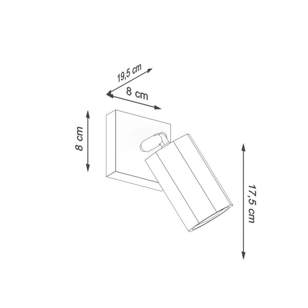 Wandspot Holz H: 17,5 cm klein schwenkbar GU10 SAMON