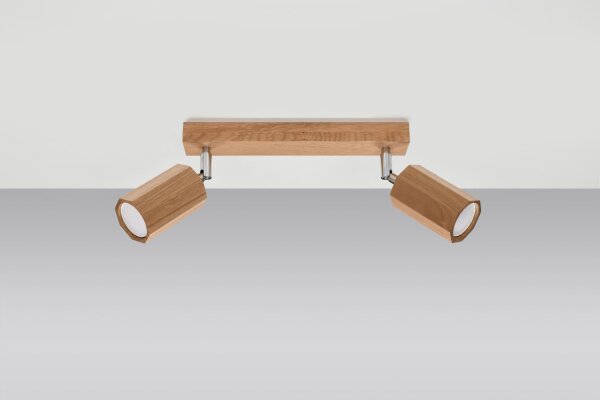 Deckenstrahler Holz länglich 30 cm 2-flammig GU10 Modern