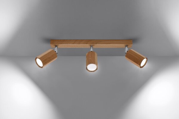 Deckenstrahler 3-flammig GU10 schwenkbar B: 45 cm Holz