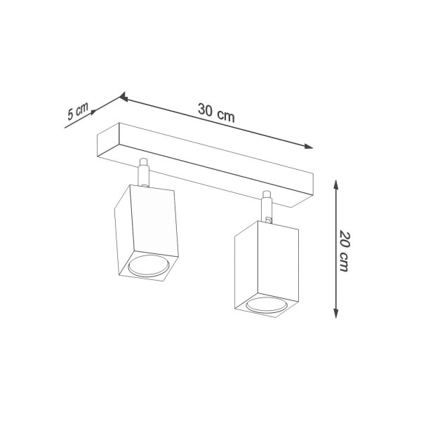 Spot de plafond Moderne Bois 2 flammes 30 cm de long GU10 confortable