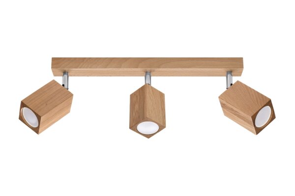 Deckenleuchte 3-flammig 45 cm lang Holz GU10 BASILEA