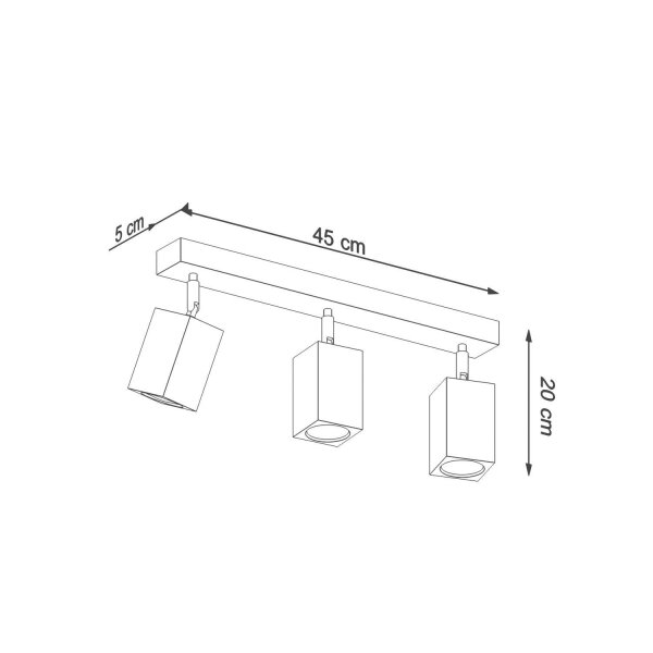 Deckenleuchte 3-flammig 45 cm lang Holz GU10 BASILEA