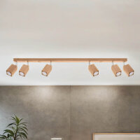 Plafonnier bois 120 cm 6 flammes orientable allongé