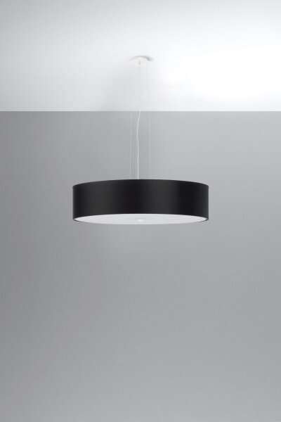 Pendelleuchte rund Ø 50 cm Schwarz blendarm Stoff Glas