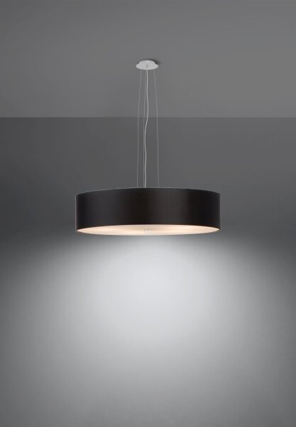 Pendelleuchte rund Ø 50 cm Schwarz blendarm Stoff Glas