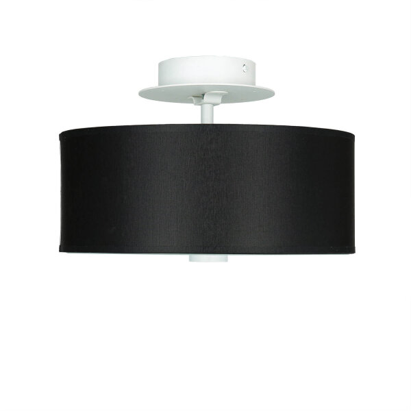 Runde Deckenlampe Schwarz Ø 30 cm blendarm Stoff Glas