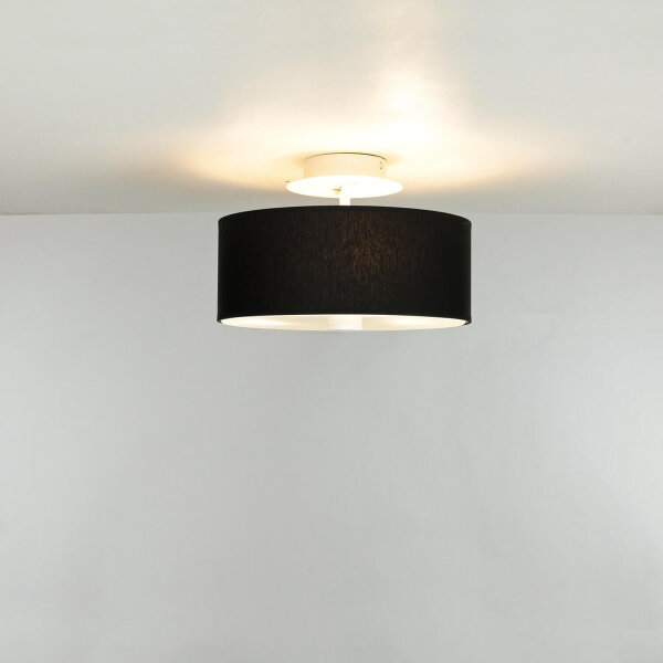 Runde Deckenlampe Schwarz Ø 30 cm blendarm Stoff Glas