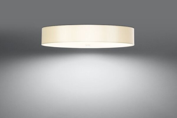 Plafonnier grand Ø 80 cm rond Blanc Tissu Verre 6x E27