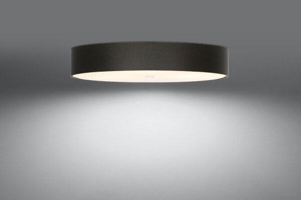 Deckenleuchte Schwarz Ø 80 cm rund Stoff Glas 6x E27