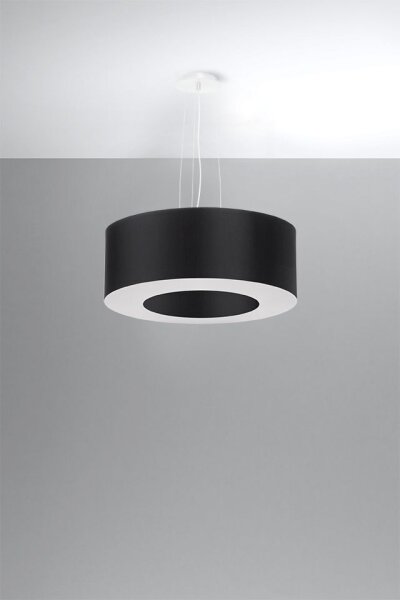 Hängelampe rund Ø 50 cm Schwarz Stoff Modern SANNY