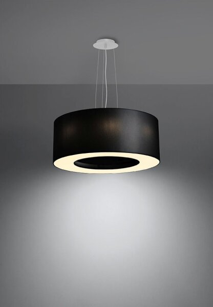 Hängelampe rund Ø 50 cm Schwarz Stoff Modern SANNY