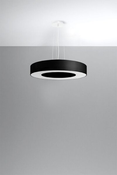 Suspension tissu noir Ø 50 cm rond 5x E27