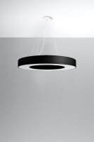 Suspension Noir Tissu Ø 70 cm rond 6x E27 Moderne