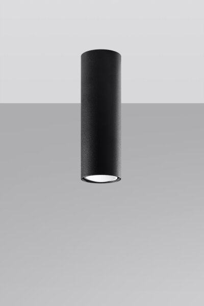 Deckenspot Schwarz 20 cm hoch Ø 6 cm schmal GU10 Metall