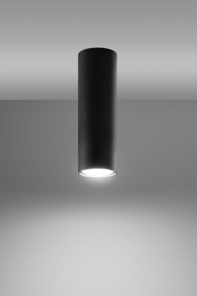 Deckenspot Schwarz 20 cm hoch Ø 6 cm schmal GU10 Metall