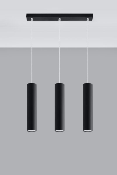 Hängeleuchte Metall 3-flammig GU10 B: 45 cm Schwarz