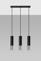 Lampe à suspendre métal noir chrome 3...