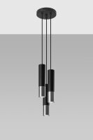 Lampe à suspendre noire chrome 3 flammes...