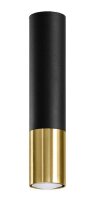 Spot Decke Schwarz Gold H: 29 cm &Oslash; 6 cm Zylinder schmal