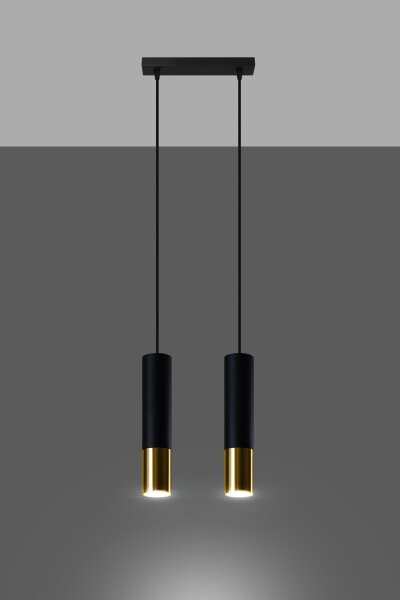Suspension noir or orientable 2 flammes GU10