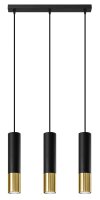 H&auml;ngelampe 3-flammig B: 45 cm Schwarz Gold l&auml;nglich