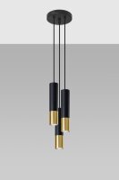 Hängelampe Schwarz Gold 3-flammig GU10 Metall