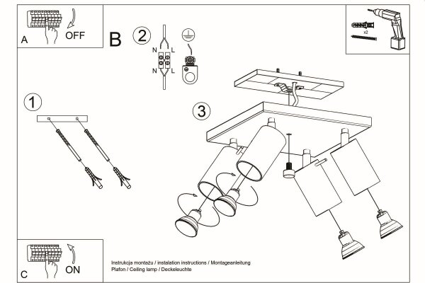 Deckenstrahler Metall 4-flammig Chrom B: 25 cm GU10