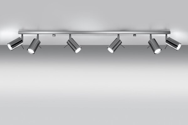Deckenstrahler 6-flammig GU10 118 cm Chrom Metall