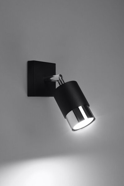 Wandleuchte Schwarz Chrom klein Metall GU10 zum Lesen