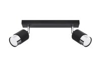 Spot de plafond noir chrome 30 cm métal 2 flammes