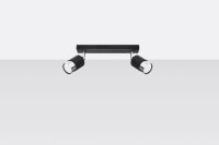 Spot de plafond noir chrome 30 cm métal 2 flammes