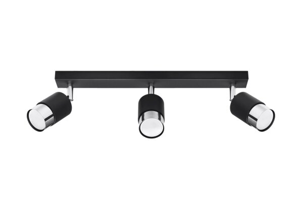 Plafonnier 3 flammes 45 cm noir chrome orientable