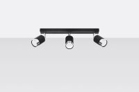 Plafonnier 3 flammes 45 cm noir chrome orientable