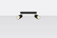 Spot de plafond noir or 30 cm allongé 2 flammes GU10