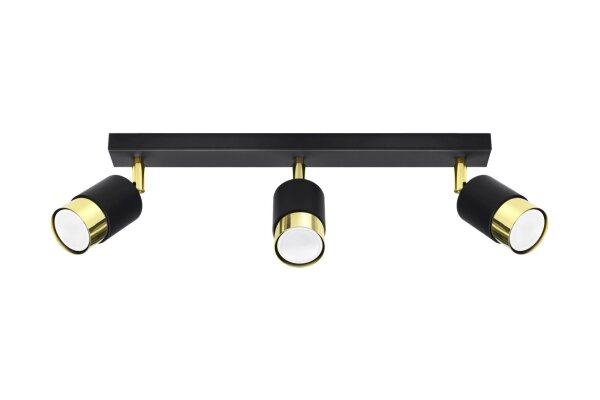 Deckenstrahler Metall Schwarz Gold 3-flammig 45 cm lang