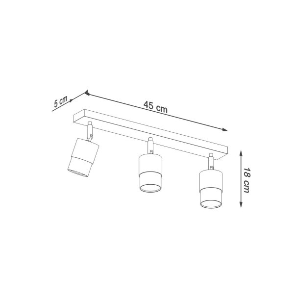 Deckenstrahler Metall Schwarz Gold 3-flammig 45 cm lang