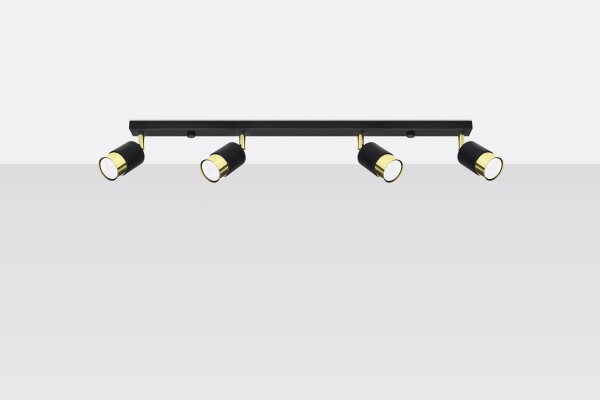Spot Strahler 4-flammig 81 cm länglich Schwarz Gold GU10
