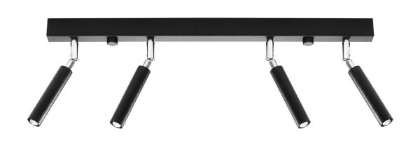 Deckenleuchte Schwarz Metall 4-flammig 60 cm lang