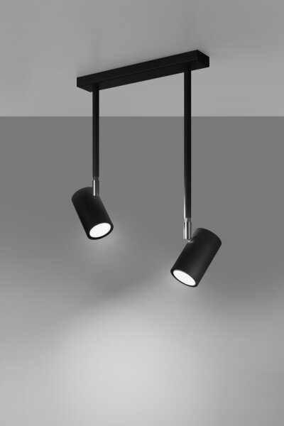 Spot métal 2 flammes orientable noir GU10