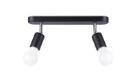 Plafonnier 2 flammes noir m&eacute;tal 33 cm long E27