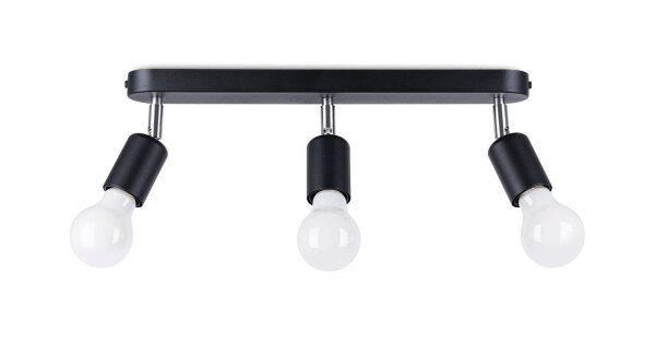 Spot de plafond noir 3 flammes orientable E27 métal