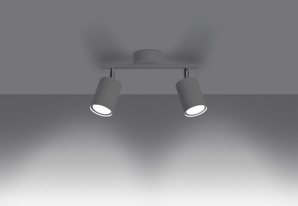Spot Spot blanc métal allongé 2 flammes 26 cm GU10