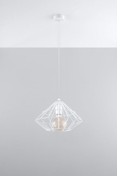 Hängelampe Weiß Metall Draht Retro geometrisch E27