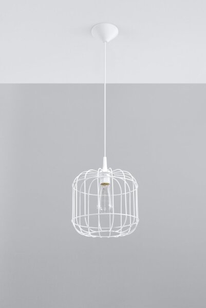 Suspension Blanc Métal Fil Ø 23 cm Rétro E27