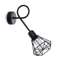 Wandlampe Schwarz lang Retro E27 Käfigschirm BUNA
