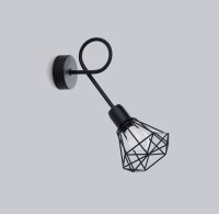 Wandlampe Schwarz lang Retro E27 Käfigschirm BUNA